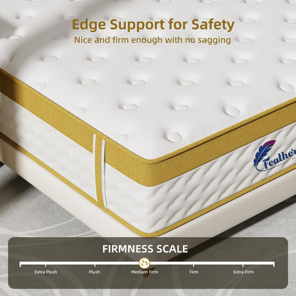 Feather Sleep Hybrid Pocket Spring Mattress | 7 Layer Pressure Relieving Cool Memory Foam Gel | Medium Firm Zero Partner Disturbance Orthopedic Mattresses