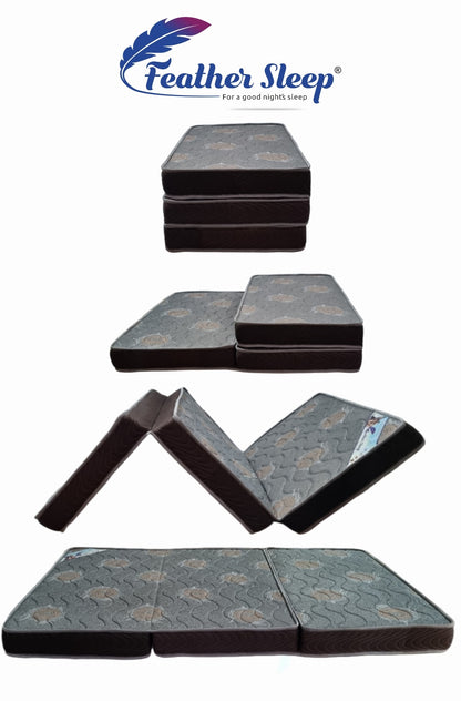 Feather Sleep Foam Foldable Mattress | Tri-Fold/3 Fold Mattress | Camp Portable, Guest Beds, Travel, Floor Mattress